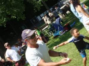 People playing on the grass