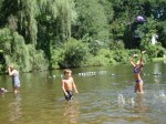 Kids playing in lake
