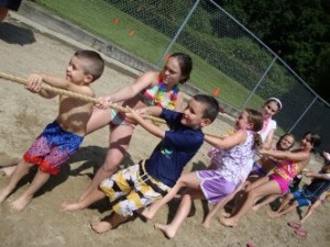 Kids playing tug a war