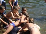 Children playing in lake