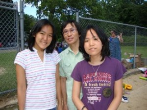 Man, woman and child