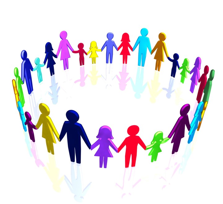 A cartoon of a circle of people holding hands